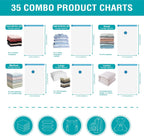35 Pack Space Saver Bags (5 Jumbo/6 Large/6 Medium/6 Small/6 Roll-M/6 Roll-S) Compression Storage Bags for Comforters and Blankets, Vacuum Sealer Bags for Clothes Storage, Hand Pump Included