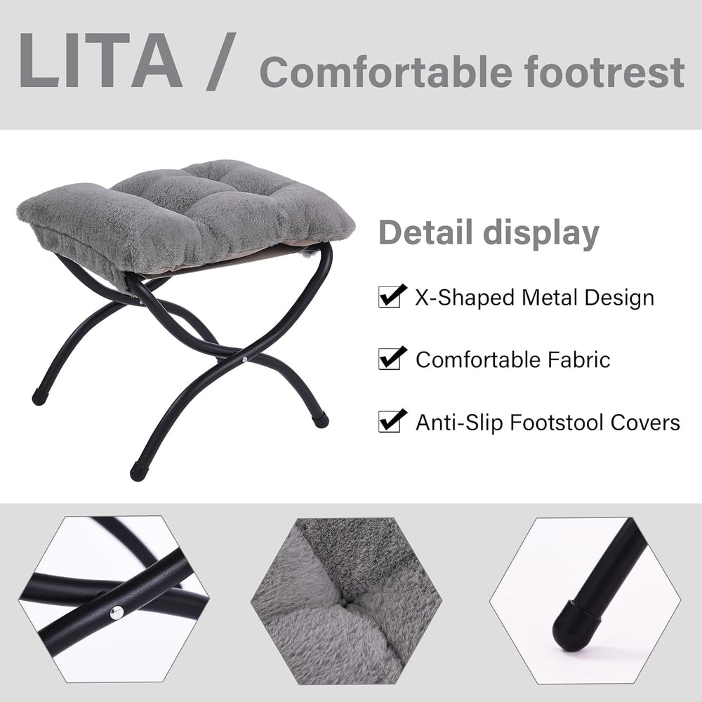 Folding Ottoman, Foldable Footrest Stool, Portable Small Foot Stool for Couch...