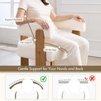 Set of 6 Modern Boho Barrel Dining Chairs with Wood Legs, White Upholstered Accent Armchairs with Thick Padded Cushion for Kitchen, Minimalist Natural Chic Chairs for Living Room