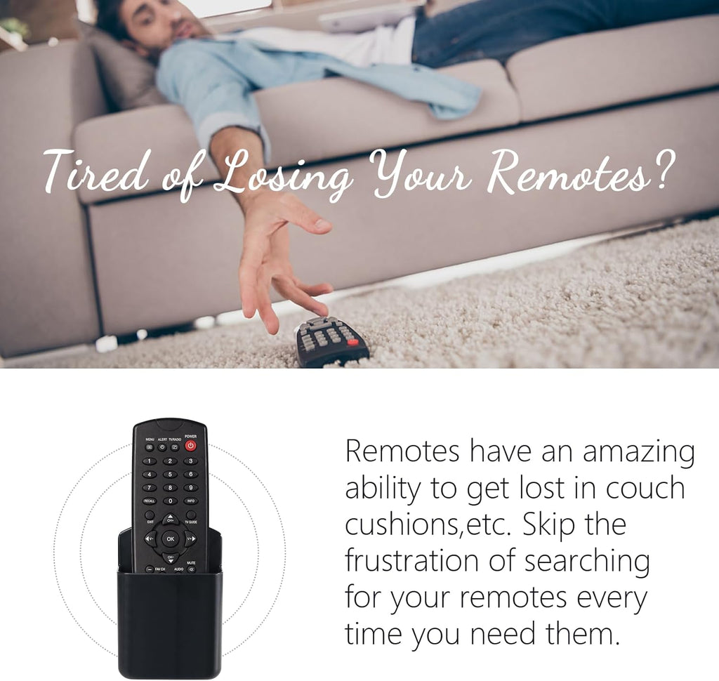 2 Pcs Remote Control Holder Wall Mount, TV Controller Holder, Self Adhesive Remote Holder, Wall Pen Holder Storage Accessories for Home Office School(Black)