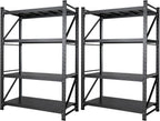 Set of 2 Storage Shelves, 48” Wide Heavy Duty Garage Shelving Units, 4 Tiers Rack Shelf, 24” Deep Steel Industrial Shelving, 3000LBS Adjustable Standing Shelf for Warehouse / Shop 48"W x 24"D x 70"H