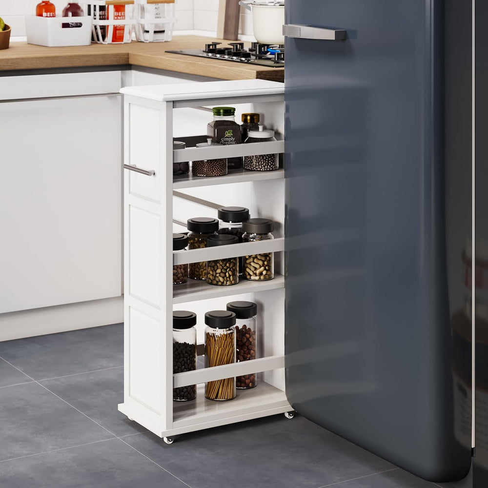 Lavish Home 3 Tier Slim Utility Rolling Storage Cart, White, 16.7”W x 9”D | N...