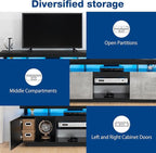 HOMMPA 70 Inch LED TV Stand for 70/65/60/55 inch TV Entertainment Center with Power Outlets, Gaming TV Consoles with Storage Media Cabniet with LED Lights for Living Room Black&Grey, Large