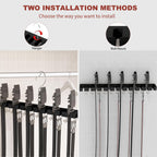 Belt Hanger for Closet Max 42 Belts, 2-in-1 Wall Mount Belt Organizer with 360° Rotating Hooks, Wooden Tie and Belt Rack for Closet Accessories Organizers and Storage, Black