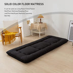 MAXYOYO Japanese Floor Mattress Futon Mattress, 4" Thicken Tatami Mat Sleeping Pad Foldable Roll Up Mat Boys Girls Dormitory Pad Kids Floor Lounger Pillow Bed, Charcoal Grey, Queen Size