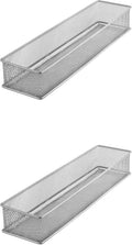 YBM HOME Silver Mesh Drawer Cabinet and or Shelf Organizer Bins, School Supply Holder Office Desktop Organizer Basket (2, 3x15x2 Inch)