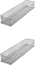 YBM HOME Silver Mesh Drawer Cabinet and or Shelf Organizer Bins, School Supply Holder Office Desktop Organizer Basket (2, 3x15x2 Inch)