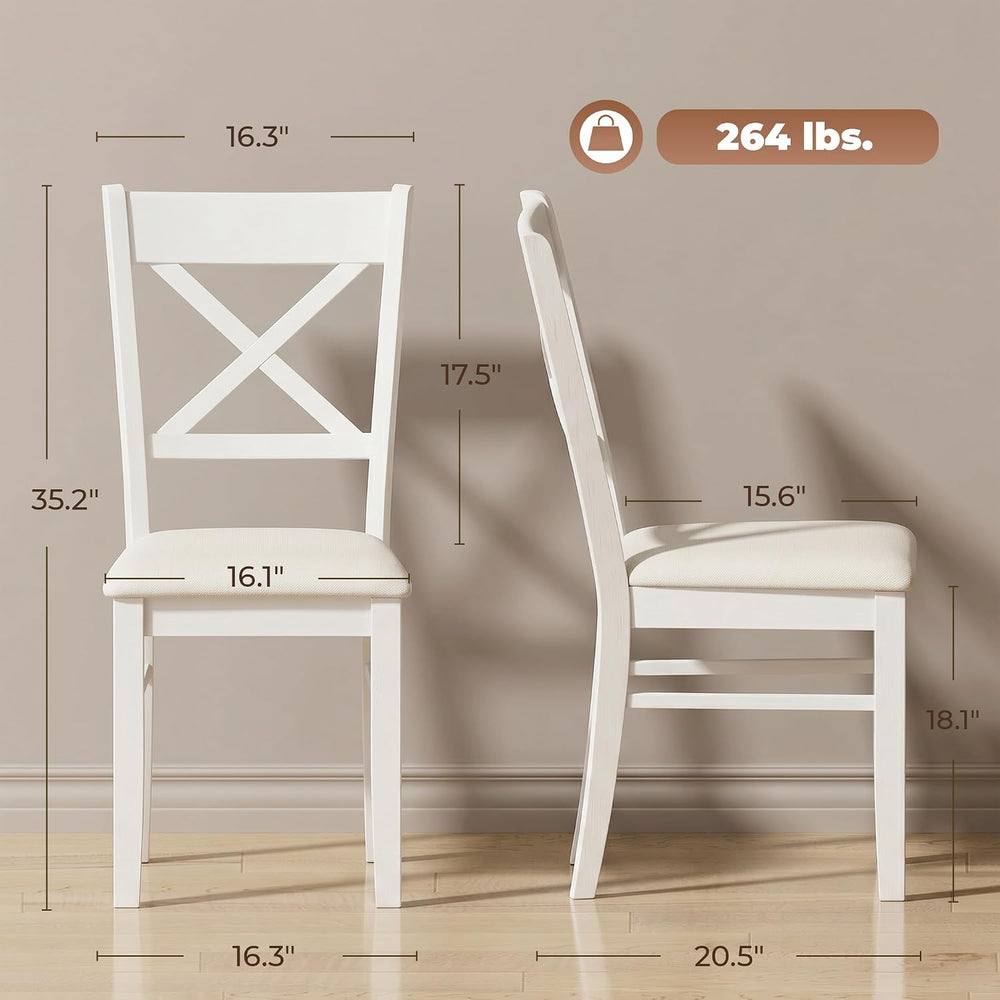 HOMCOM Dining Chairs Set of 2, Upholstered Kitchen Chairs with Rubberwood Fra...