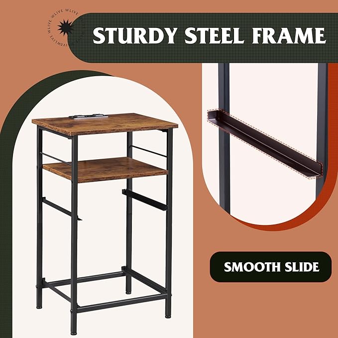 WLIVE Night Stand Set 2, Nightstand with Charging Station, Bedside Tables for...