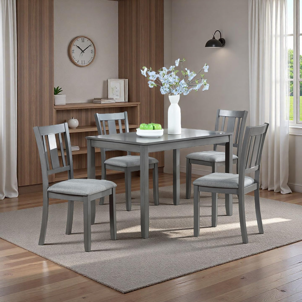 RuiSiSi 5 Piece Dining Table Set for 4, Farmhouse Kitchen Table with 4 Padded...