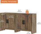 WAMPAT Farmhouse TV Stand for TVs up to 65 Inch, Rustic Wood Entertainment Center & Media Console with 4 Storage Doors, Accent Cabinet for Living Room, Hallway, Rustic Brown