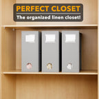 SpaceAid 3 Pack Bed Sheet Organizers and Storage, Foldable Sheet Organizer for Linen Closet, Sheets Set Folder Keeper with Window XL (Queen & King Size) Bedding Container (Gray, 3 Pack)