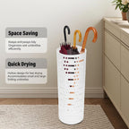 Metal Umbrella Holder Rack for Entryway, Hollow Out Alloy Stand Organizer Round Shaped for Home Office or Hotel (White)
