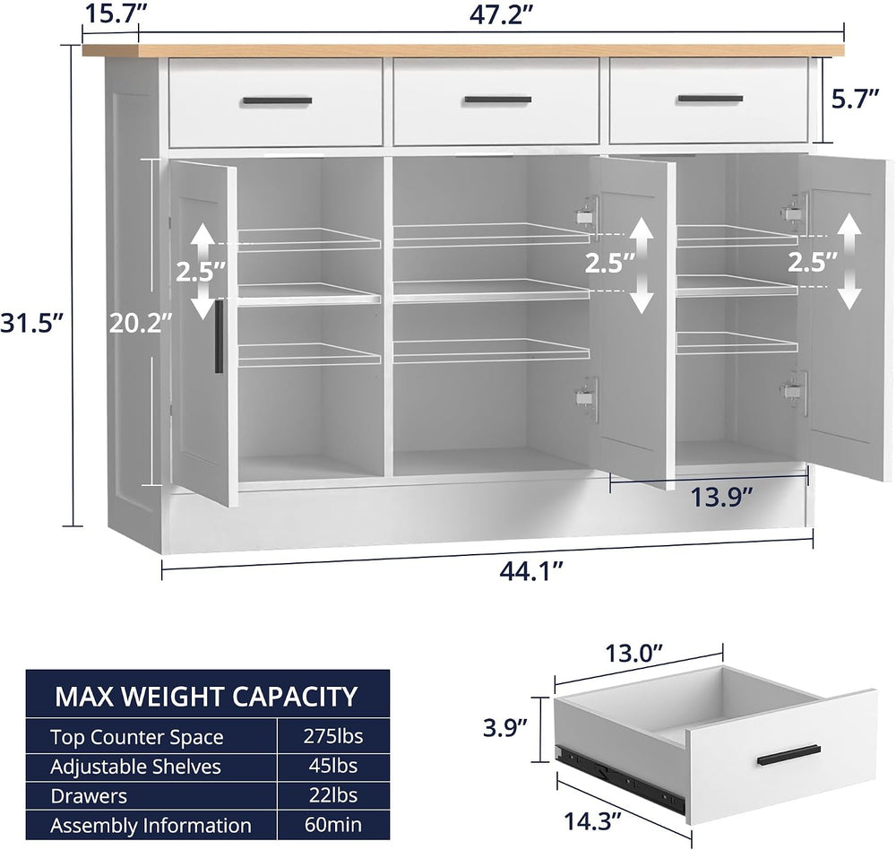Buffet Cabinet with Storage - Buffets & Sideboards Kitchen Storage Cabine...