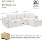 107.4" Cloud Couch Sectional, Modular Sofa with Deep Seat, Plush Corduroy L Shaped Boneless Couch, Convertible Sectional Couches for Living Room, 4Seat, Beige
