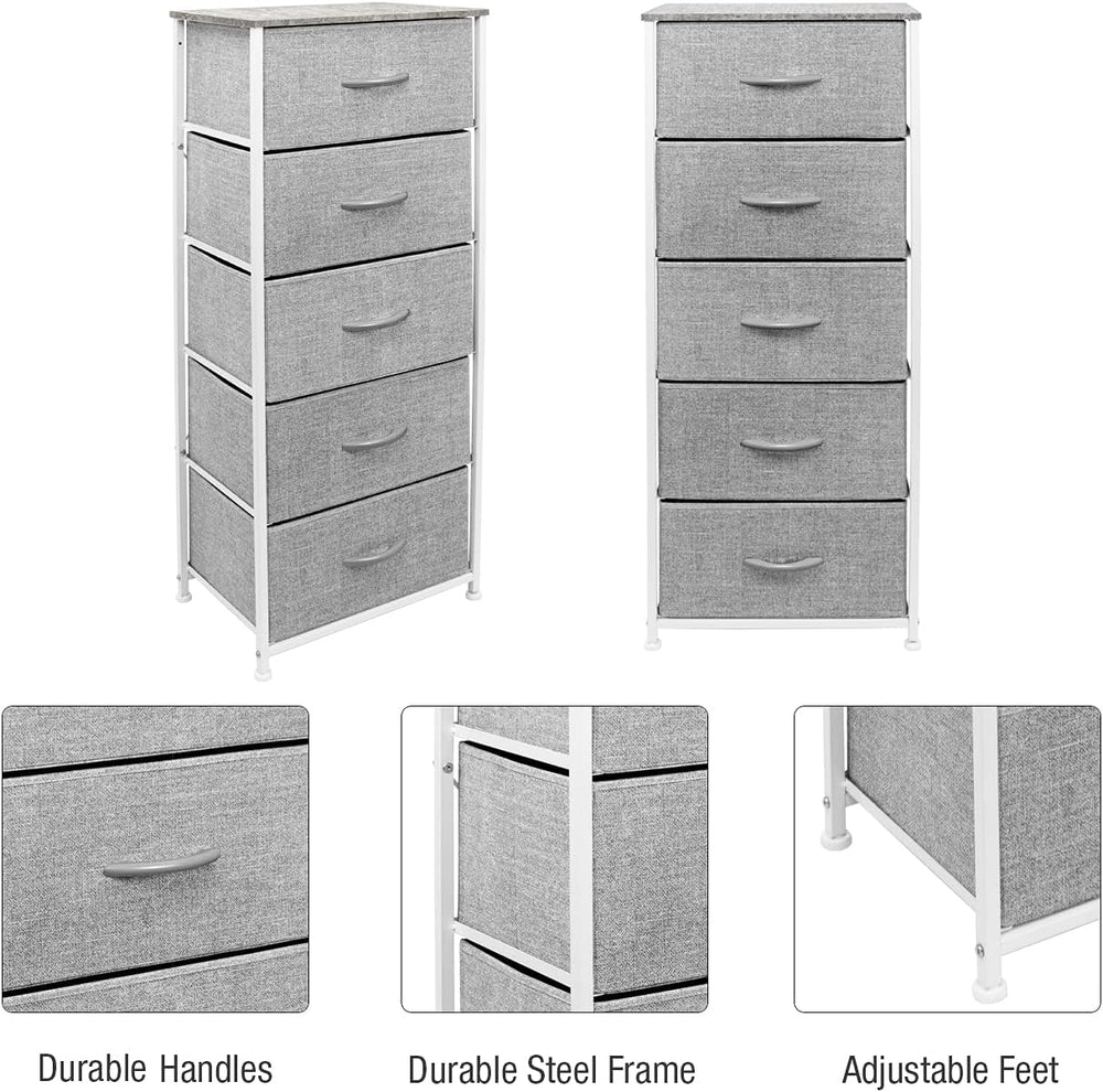 Sorbus Nightstand with 5 Drawers - Bedside Furniture & Night Stand End Ta...