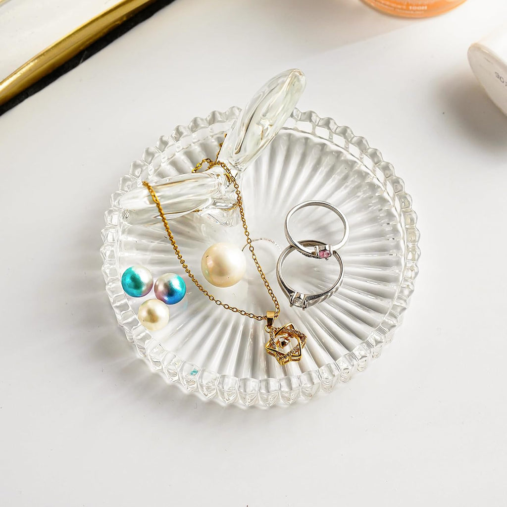 4 Inch Crystal Butterfly Ring Holder Dish Jewelry Tray Wedding Decor | Crystal Glass Butterfly Ring Holder for Rings Earrings Jewelry Engagement Wedding Gift for Women Mother Wife Bride Bridesmaid