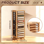Ripeng Cassette Tape Holder, 28 Capacity 360° Rotating Double Sided Storage Rack, Natural Metal & Wood Display Shelf for Home, Music Studio