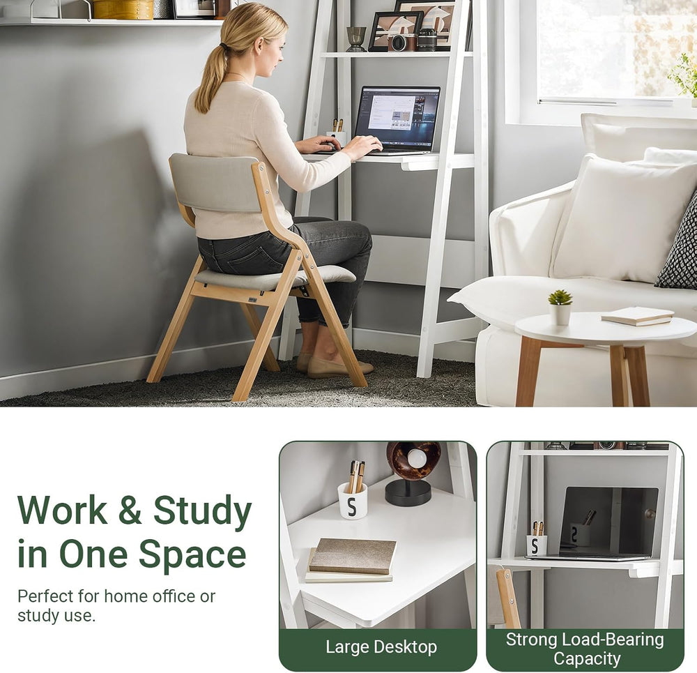 Haotian Ladder Desk with Shelves, Wall Desk for Small Space, Secretary Desk W...