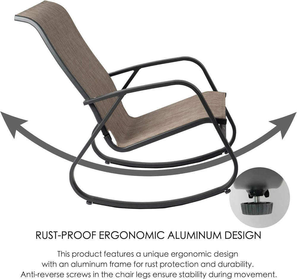 Kozyard 3-Piece Outdoor Rocking Chair Set, Patio Bistro Set with 2 Sling Rock...