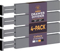 Bambüsi 4 Pack Drawer Dividers - 2.6" High, 16-22" Adjustable Bamboo Drawer Organizers for Clothes, Expandable Dresser Separators in Bedroom/Bathroom/Kitchen/Office Organization and Storage (Grey)