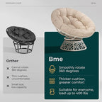 Bme 40" Ergonomic Wicker Papasan Chair
