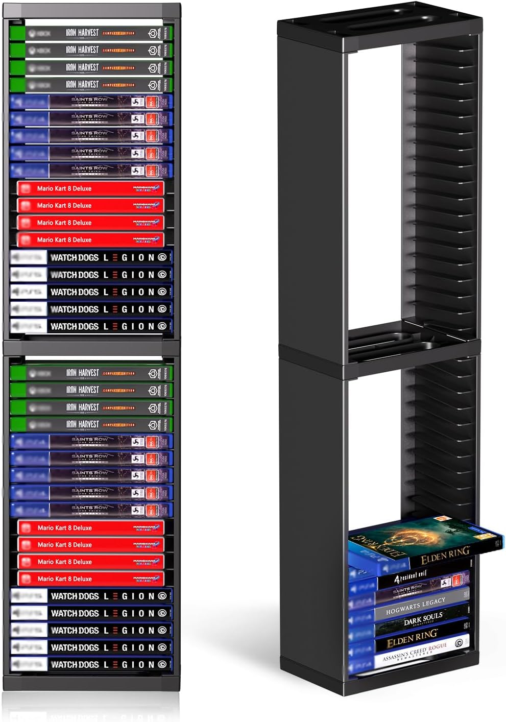 Nargos Video Game Storage Stand Tower for PS5/PS4/PS3/Xbox Series S & X/Xbox One, Universal Game Disc Holder Vertical Blu Ray Case Organizer, Black