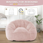 Bean Bag Chair for Adults, Soft Faux Fur Giant Beanbag Chairs, Oversized Cozy Bean Bag Couch Large Reading Chair, Comfy Bean Bag Sofa for Living Room, Bedroom & Dorm, Dusty Pink