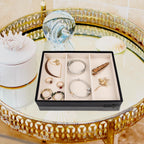 SANQIANWAN Leather Jewelry Organizer Trays Velvet Liner Storage Drawer Display Case Stackable Trays for Necklace,Rings and Earring (Black3)