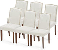 DUMOS Dining Chairs Set of 6, Moden PU Kitchen Table Chairs with Wooden Legs and Padded Seat for Dining Room/Kitchen/Living Room/Restaurant, Beige