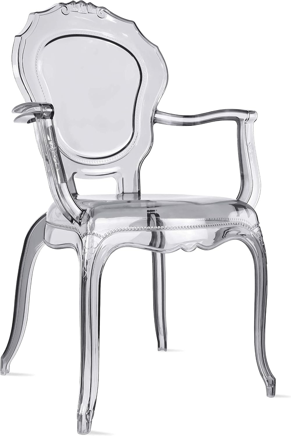 2xhome Stackable Ghost Dining Chair | Transparent Vanity Armchair | Louis Bel...