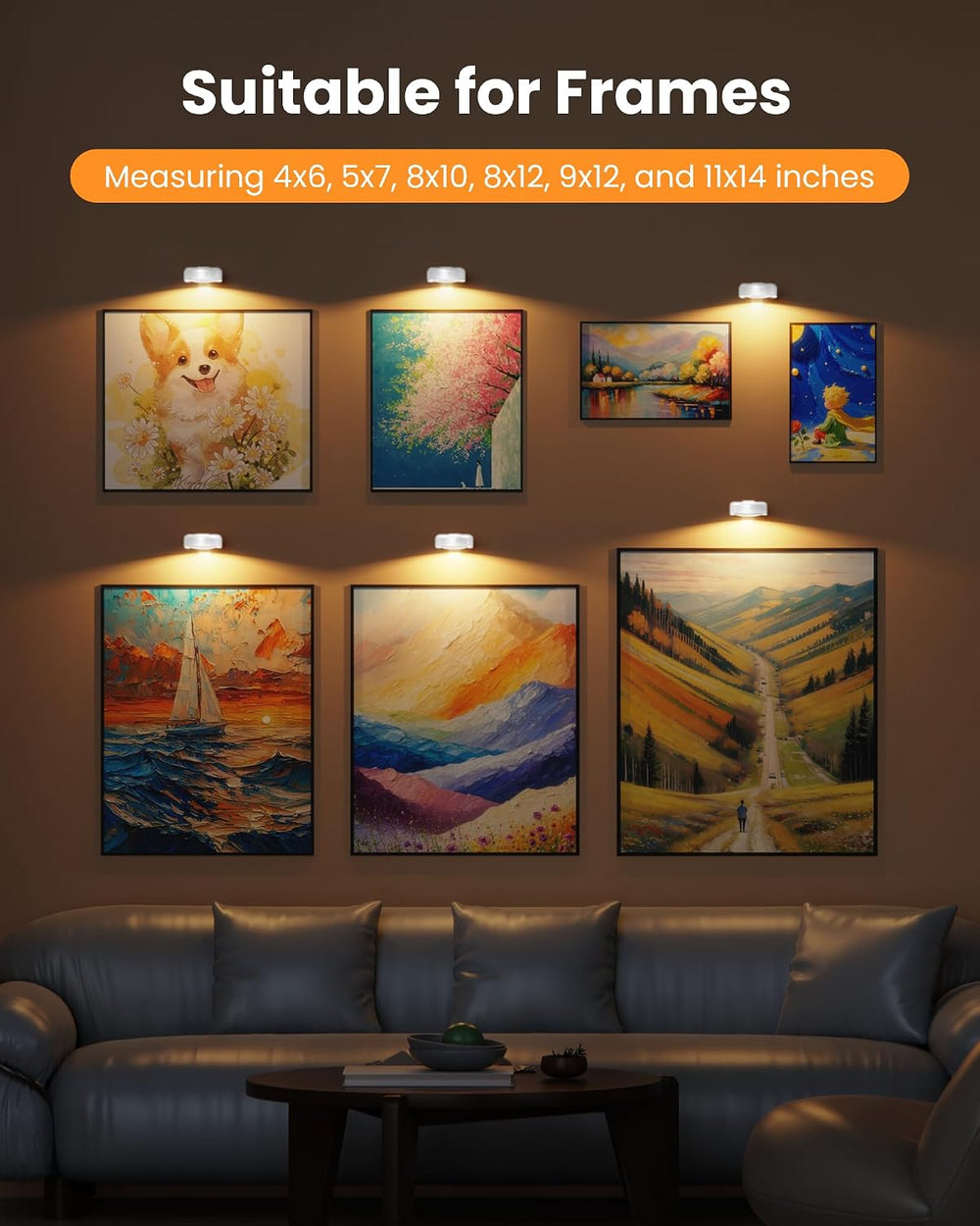 Picture Lights for Wall,Wireless 2000mAh Rechargeable Magnetic LED Puck Light...