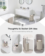 IMAVO Bathroom Accessories Set,Beige Bathroom Set,9 Pieces Bathroom Accessory Set,Tray,Qtip Holders,Toilet Brush,Trash Can for Bathroom Décor and Home Gifts