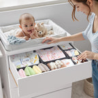 14 Pack Drawer Organizer for Clothes Dresser Organizer for Nursery-Perfect Baby Cloth Organizer and Storage General Nursery Organization or Dresser Drawer Organizer Bins Foldable Washable Grey
