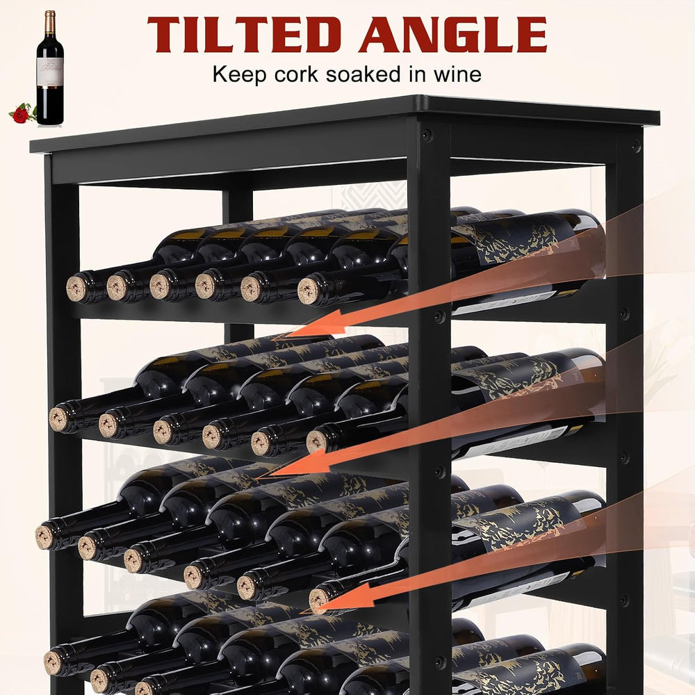 Bamboo Wine Rack Freestanding Floor, 7-Tier 42-Bottle Wine Storage Shelf with...