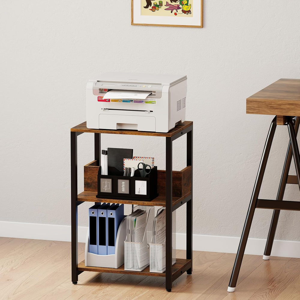 Giantex Side Table with Charging Station - Industrial 3-Tier Bedside Table w/...