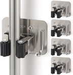 Broom Holder Wall Mount Screw Drilling, Sturdy Heavy Duty Stainless Steel Mop Gripper Rack Perforated, Perfect for Laundry Room Organizer, Fit with Laundry Kitchen Garage Garden Storage System