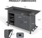Domi Patio Bar Table, Outdoor Aluminum Bar Height Table with Cabinet, All Weather Use Storage Patio Cart for Patio Kitchen or Bar Cart, Black Grey