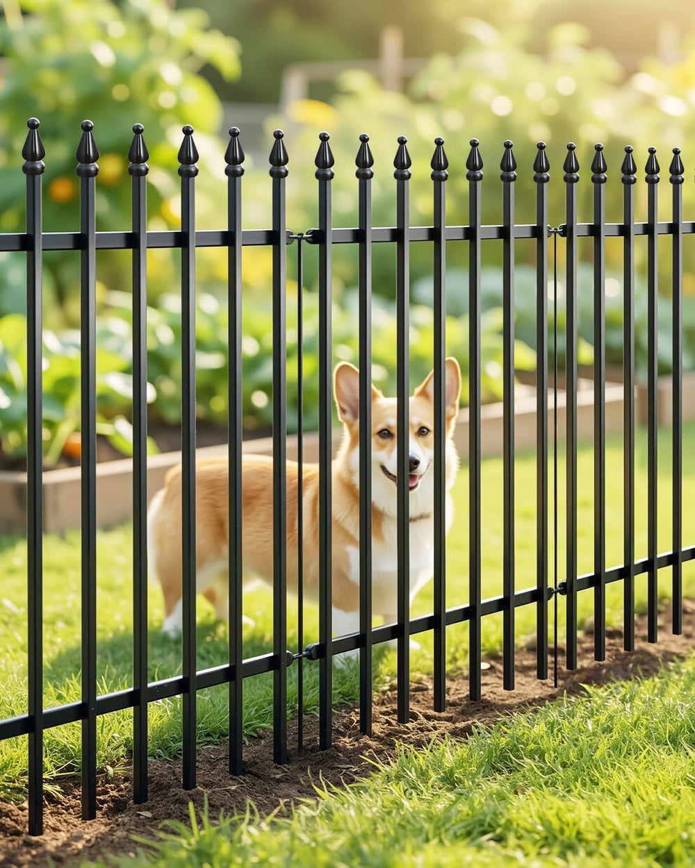ARIFARO 5 Panel Metal Garden Fence 32" H x 24" W, Decorative Garden...