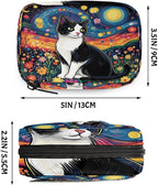 Oli Painting Cat Flowers Pill Organizer Travel Medicine Case with Zipper Daily Vitamin Storage Bag Portable 8 Slot Weekly Pill Box Supplement Holder for Home Office Gym Travel
