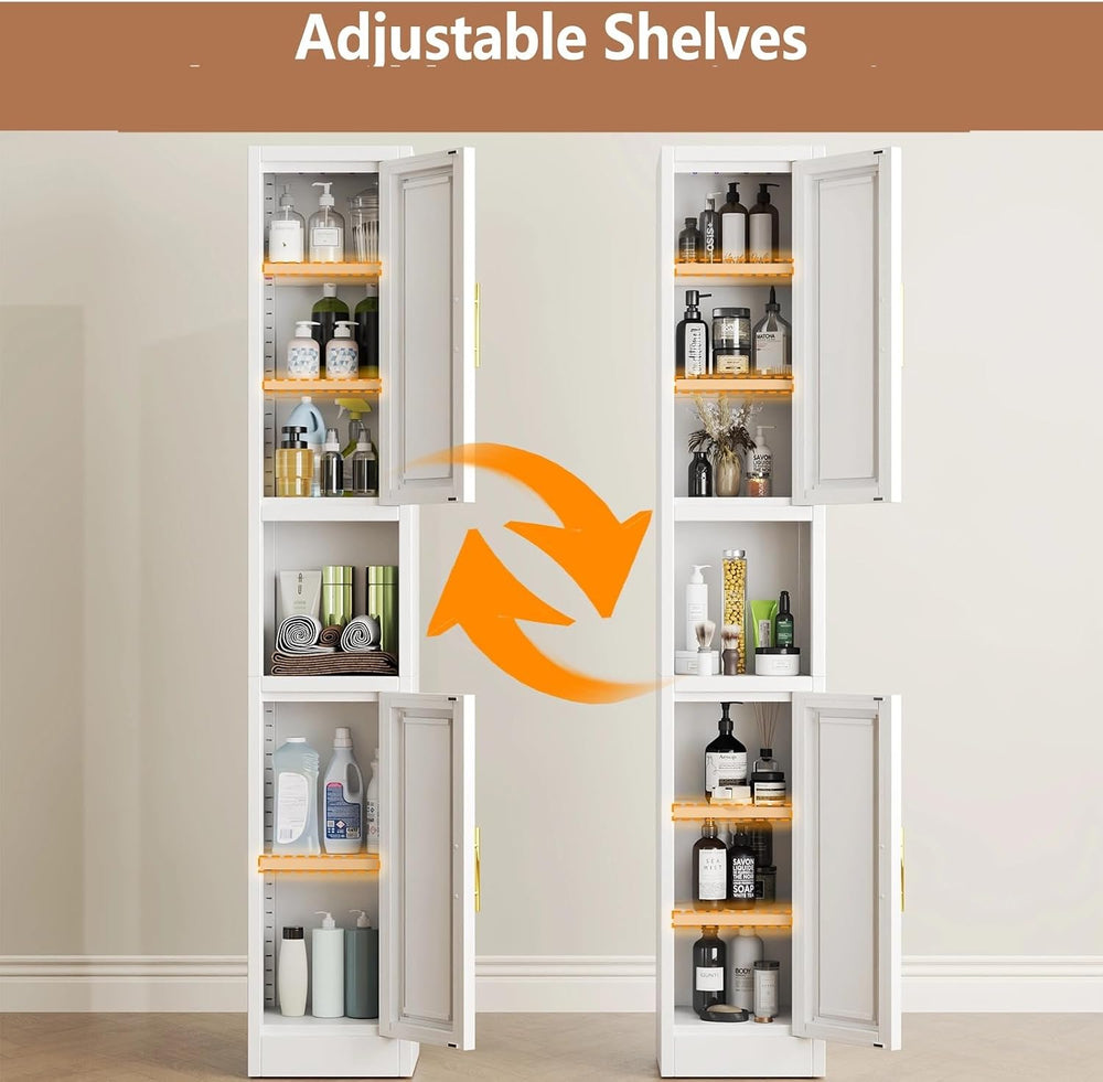 Tokawa 67" Tall Narrow Pantry Cabinet, 12 Inch Wide Kitchen Metal Storag...
