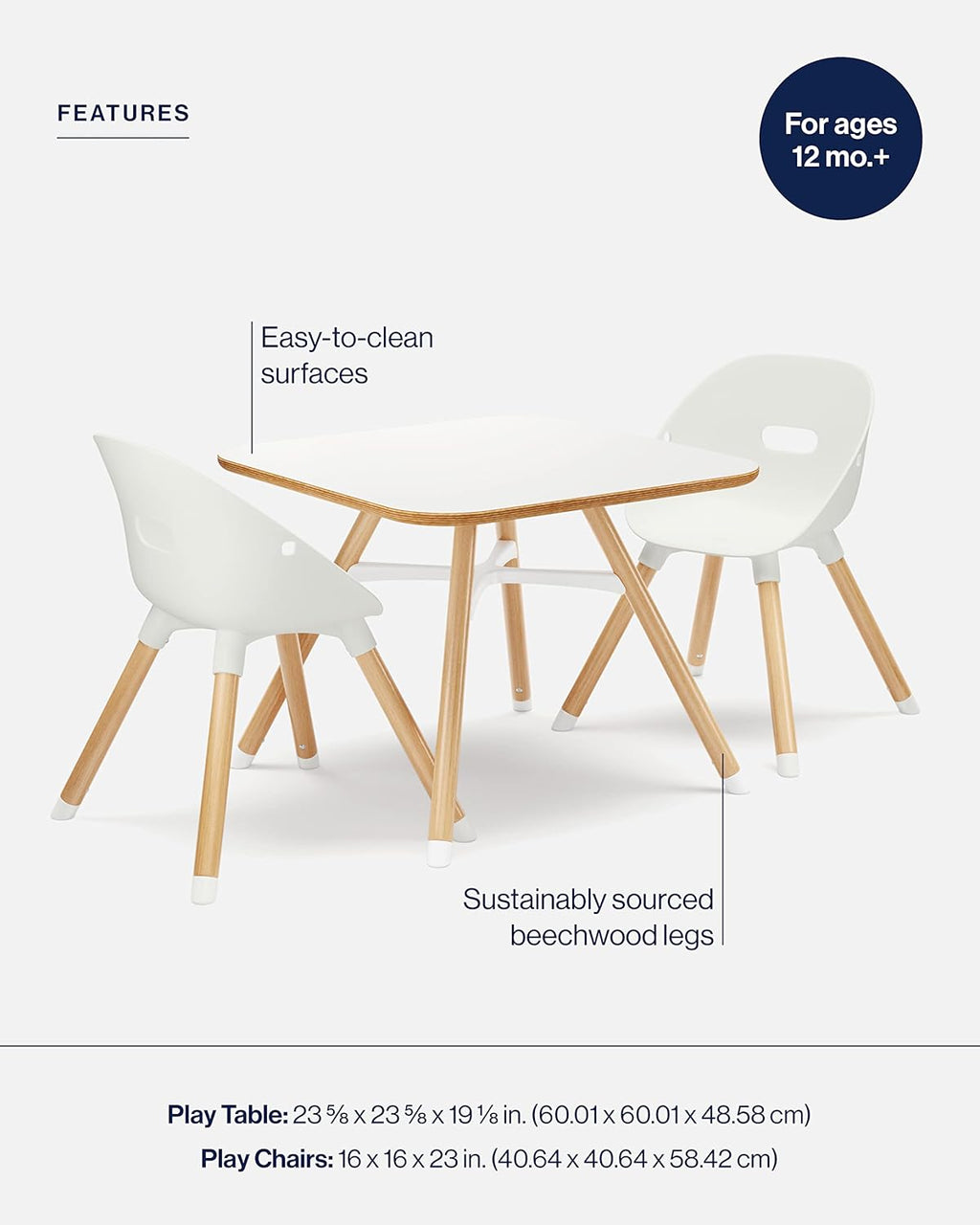 Lalo The Play Kit - Kids Table and Chairs Set - Toddler Activity Table for Playroom, Snack Time, Arts & Crafts - Easy to Clean - Coconut/Coconut