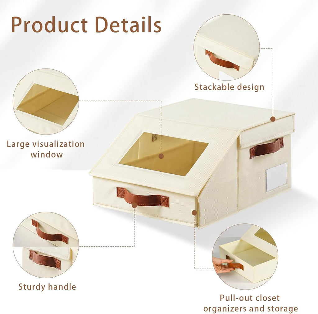 Closet Organizers and Storage, Stackable Closet Drawers, Fabric Closet Storage Bins, Foldable Linen Closet Organizer for Underwear, Clothes, Hat Storage,Wardrobe Space-Saving