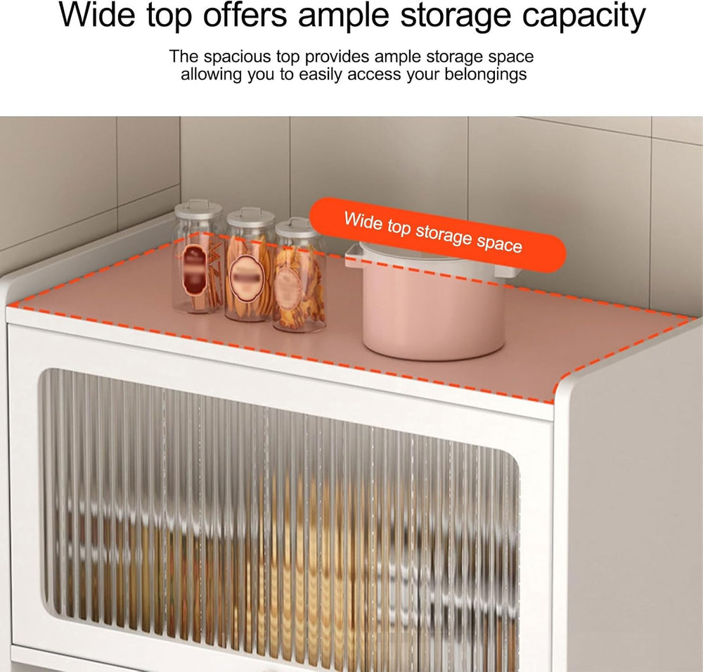 Pantry Cabinet, Kitchen Pantry Storage Cabinet with 3 Doors, Arched Pantry Ca...