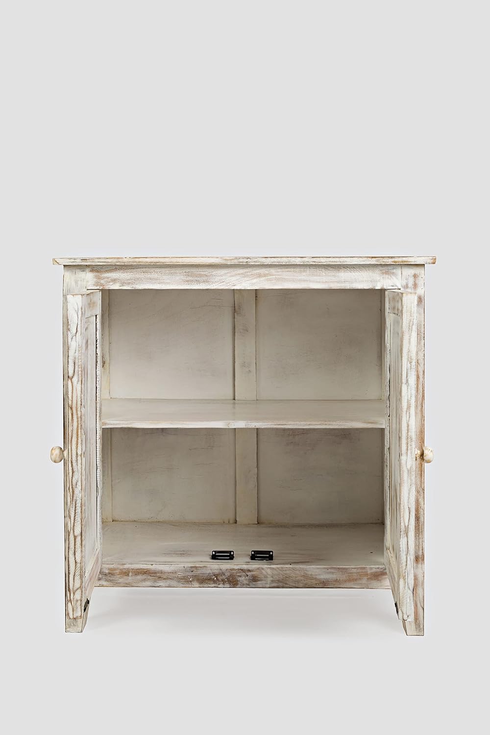 Jofran Global Archive Hand Carved Accent Chest Cabinet, 32', Weathered White