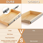 Menkxi 2 Set Pull out Tray Cabinet Organizer Wooden Pull Drawers storage Slide out Pantry Shelf for Base Cabinet Kitchen Gentle Close Fully Assembled Accessories(Wood Color,12'' X 21'' X 3")