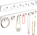 MaxGear Clear Necklace Holder 2-Pack, Wall Jewelry Organizer with 12 Hooks | Acrylic Tangle-Free Display for Necklace, Bracelet, Bangles, Ring, Perfect for Bathroom, Vanity, Closet Door