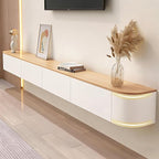 47.2" Floating TV Stand Fully Assembled, Wall Mounted Entertainment Center Media Console Cabinet with Curved Edge, Floating TV Console Table with Storage Drawers & Door, for Living Room TVs