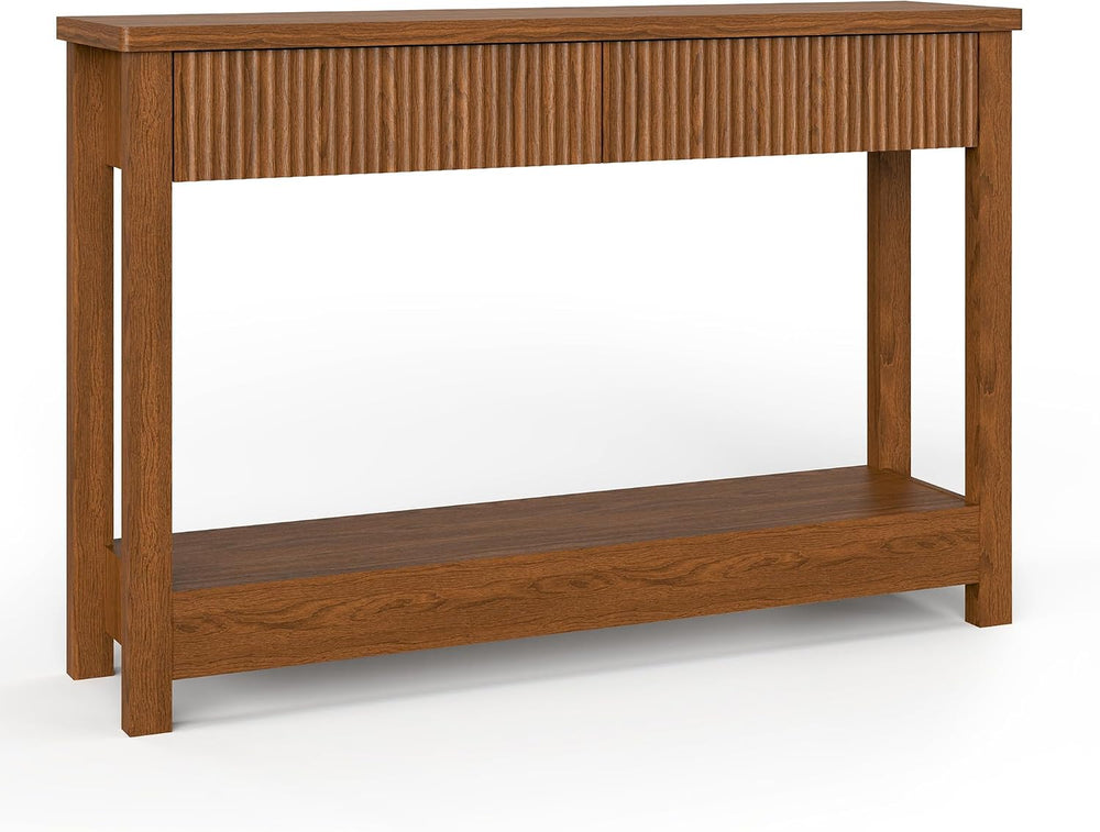 Fluted Entryway Table with 2 Drawers, 47" Console Table for Entryway, Wo...