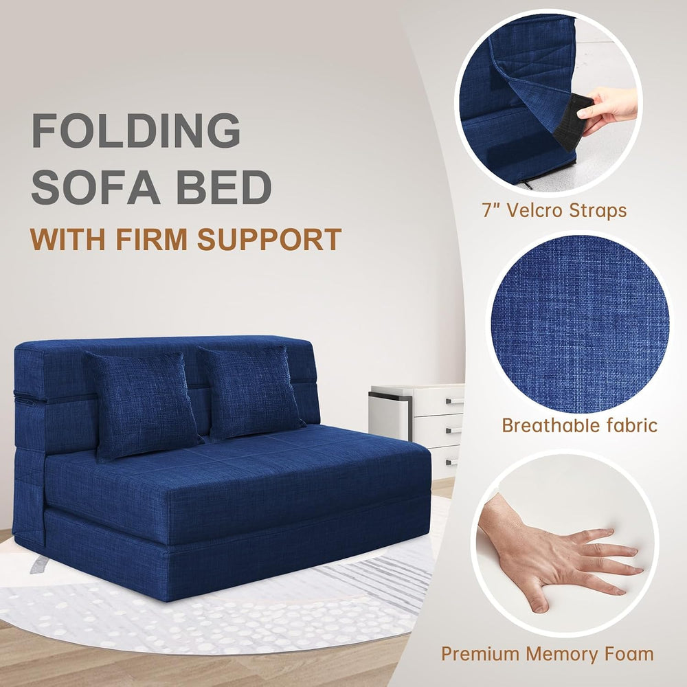 Nigoone 60 Inch Folding Sofa Couch Memory Foam with Pillow Convertible Sleepe...